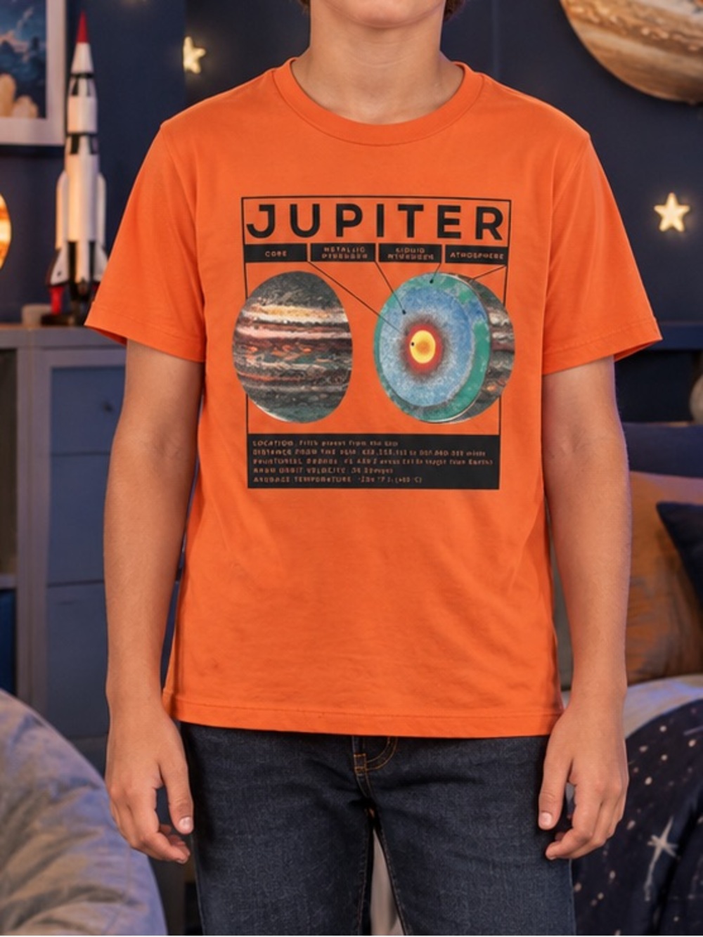 GAP- Jupiter Planet Graphic T-Shirt Orange Size Large 12